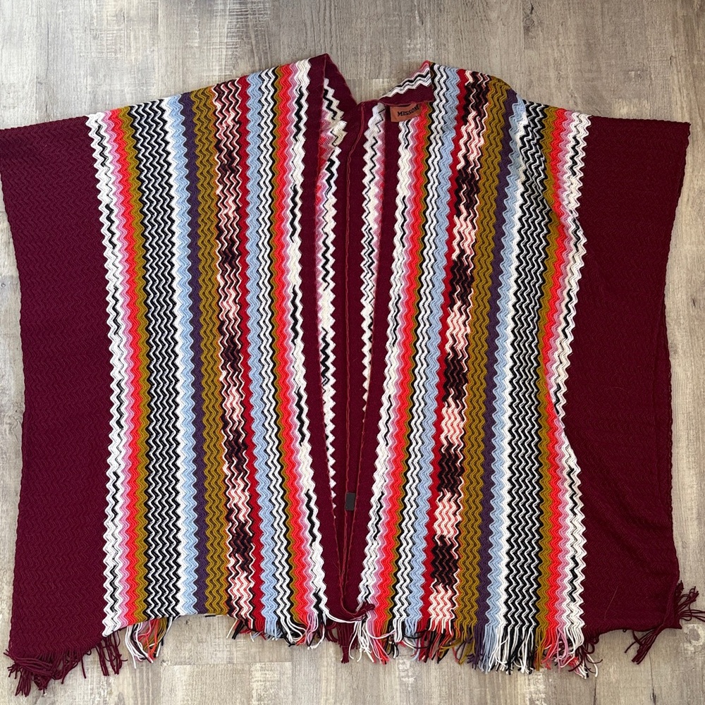 Missoni Multicolor Zigzag Knit Poncho
